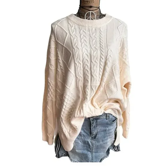 NWOT - CHIC SOUL Wooly Wonder Sweater, Cream - women's - PLUS SIZE 1X - Picture 6 of 12